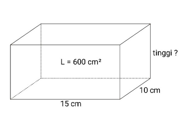 Luas permukaan balok yang panjang alasnya 15 cm, lebarnya 10 cm, dan tingginya 20 cm adalah